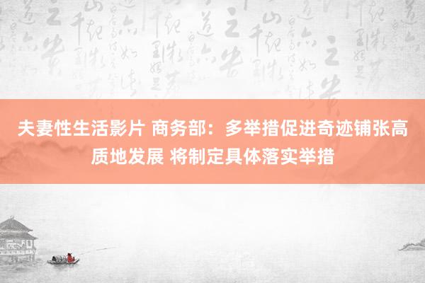 夫妻性生活影片 商务部:多举措促进奇迹铺张高质地发展 将制定具体落实举措